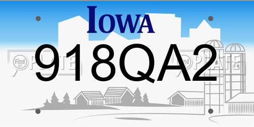 918QA2 Iowa License Plate