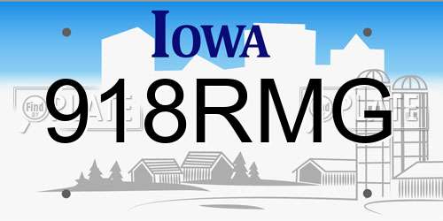 918RMG Iowa License Plate