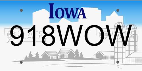 918WOW Iowa License Plate