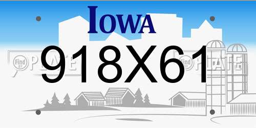 918X61 Iowa License Plate