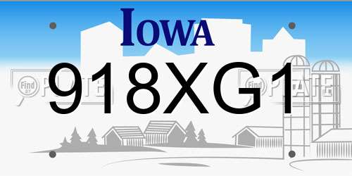 918XG1 Iowa License Plate