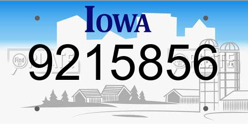 9215856 Iowa License Plate