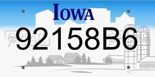 92158B6 Iowa License Plate