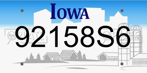 92158S6 Iowa License Plate