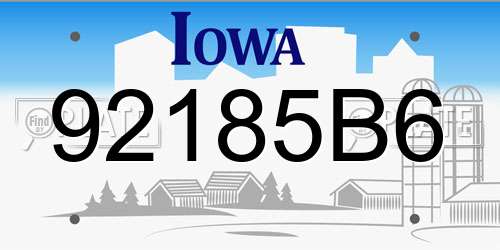 92185B6 Iowa License Plate