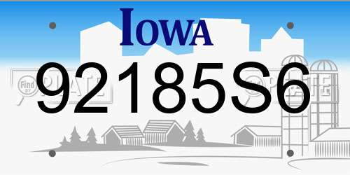 92185S6 Iowa License Plate