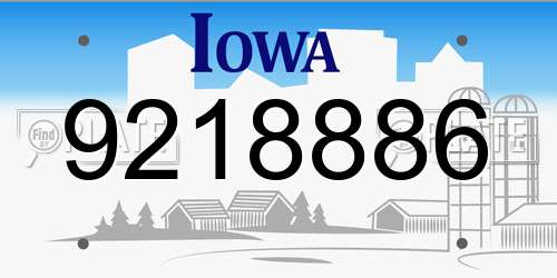 9218886 Iowa License Plate
