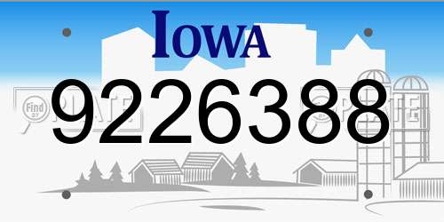 9226388 Iowa License Plate