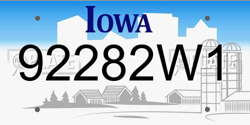 92282W1 Iowa License Plate