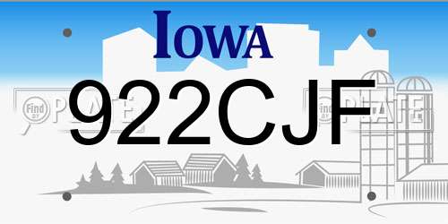 922CJF Iowa License Plate