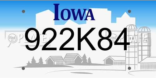 922K84 Iowa License Plate