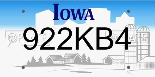 922KB4 Iowa License Plate