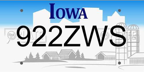 922ZWS Iowa License Plate