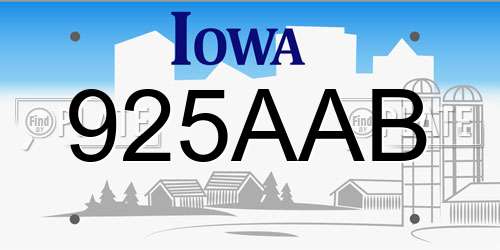 925AAB Iowa License Plate