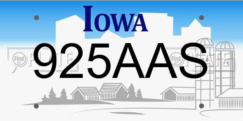 925AAS Iowa License Plate