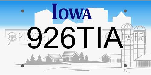 926TIA Iowa License Plate