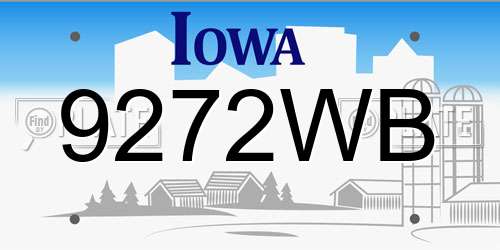 9272WB Iowa License Plate