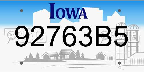 92763B5 Iowa License Plate