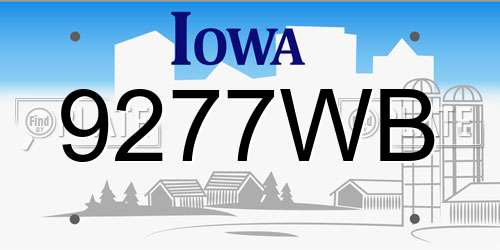 9277WB Iowa License Plate
