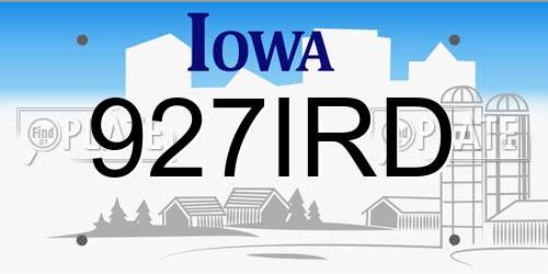 927IRD Iowa License Plate