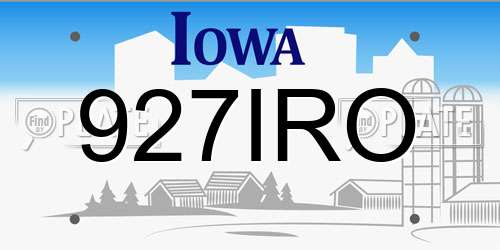 927IRO Iowa License Plate