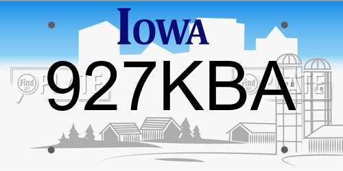 927KBA Iowa License Plate