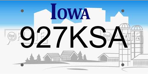 927KSA Iowa License Plate