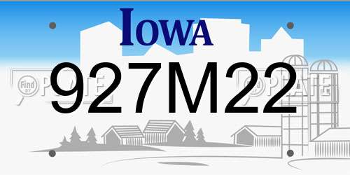 927M22 Iowa License Plate