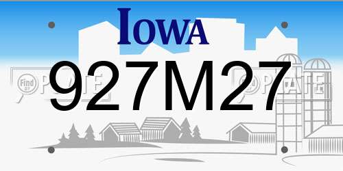 927M27 Iowa License Plate