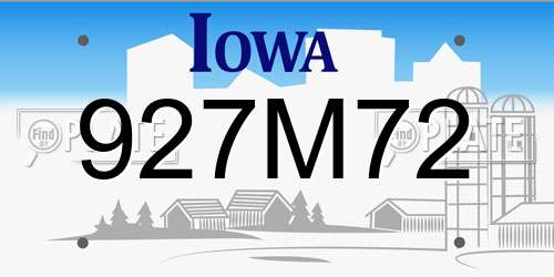 927M72 Iowa License Plate