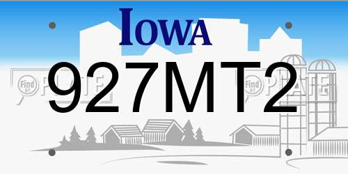 927MT2 Iowa License Plate