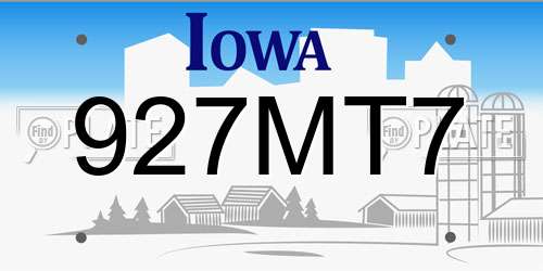 927MT7 Iowa License Plate