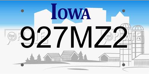 927MZ2 Iowa License Plate