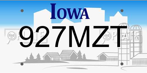 927MZT Iowa License Plate