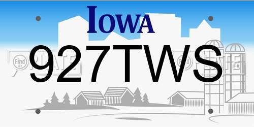 927TWS Iowa License Plate