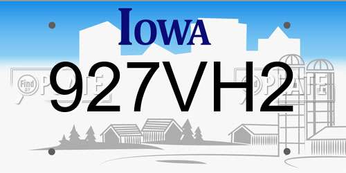 927VH2 Iowa License Plate