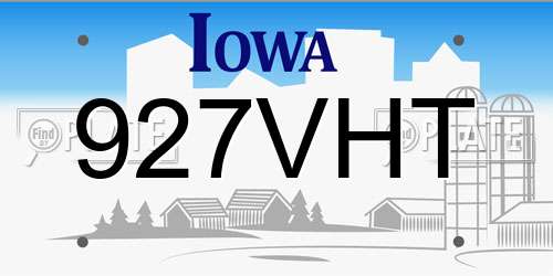 927VHT Iowa License Plate