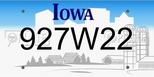 927W22 Iowa License Plate