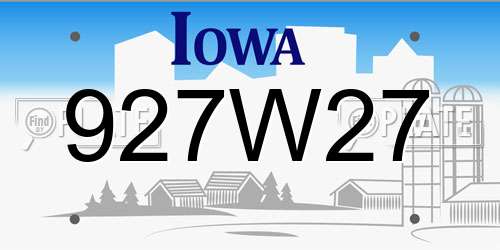 927W27 Iowa License Plate