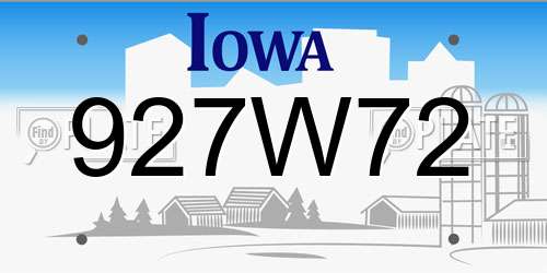 927W72 Iowa License Plate