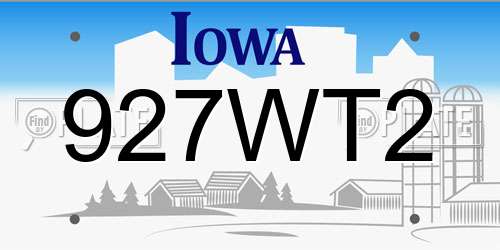 927WT2 Iowa License Plate