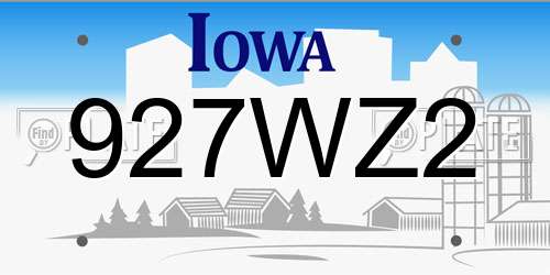 927WZ2 Iowa License Plate