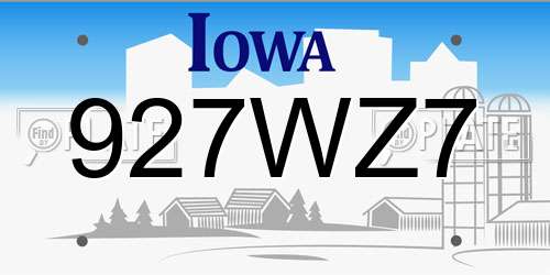 927WZ7 Iowa License Plate