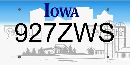 927ZWS Iowa License Plate