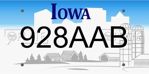 928AAB Iowa License Plate