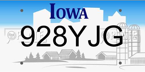 928YJG Iowa License Plate
