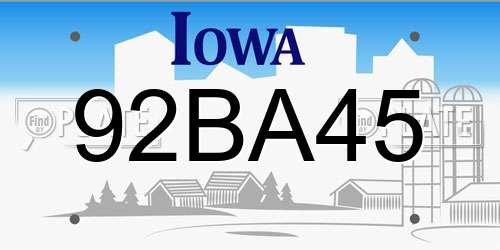 92BA45 Iowa License Plate