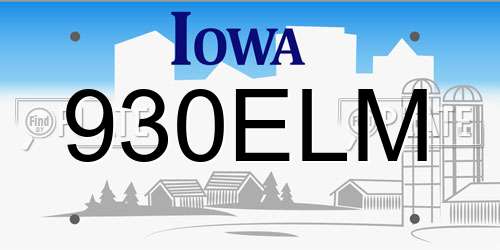 930ELM Iowa License Plate