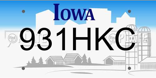931HKC Iowa License Plate
