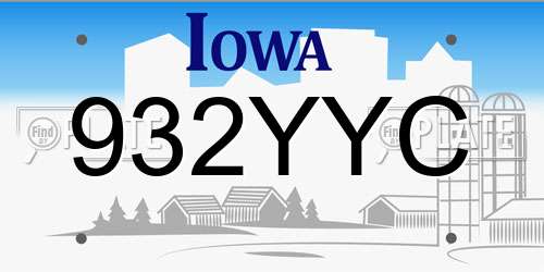 932YYC Iowa License Plate
